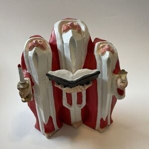 VTG NWB Dept. 56 Wooden Barefoot Santa Choir Trio Caroling Christmas Figurine 6"